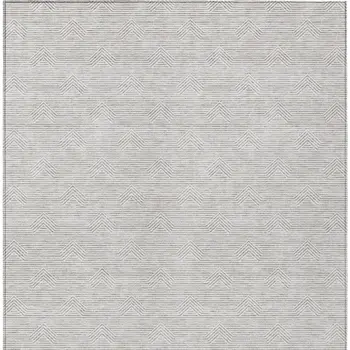10' X 14' Taupe And Ivory Geometric Washable Indoor Outdoor Area Rug
