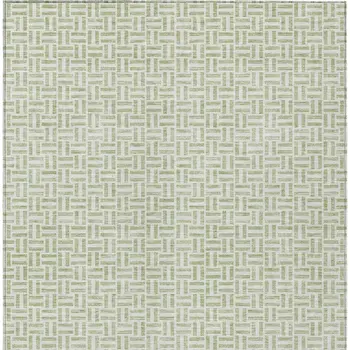 3' X 5' Artichoke Green And Gray Geometric Washable Indoor Outdoor Area Rug