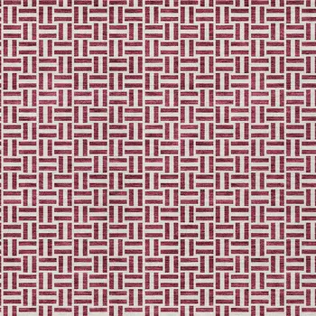 5' X 8' Burgundy And Ivory Geometric Washable Indoor Outdoor Area Rug