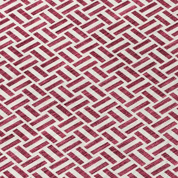10' X 14' Burgundy And Ivory Geometric Washable Indoor Outdoor Area Rug