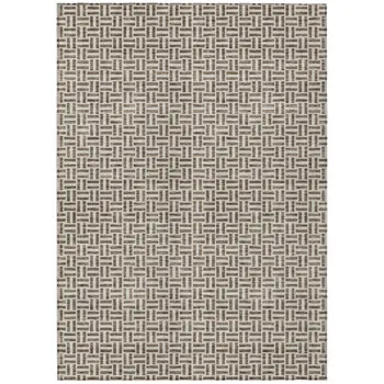 10' X 14' Brown And Beige Geometric Washable Indoor Outdoor Area Rug