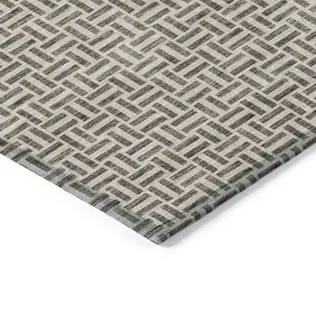 10' X 14' Brown And Beige Geometric Washable Indoor Outdoor Area Rug