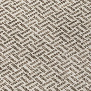 10' X 14' Brown And Beige Geometric Washable Indoor Outdoor Area Rug