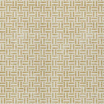 3' X 5' Gold And Ivory Geometric Washable Indoor Outdoor Area Rug