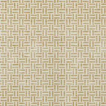 5' X 8' Gold And Ivory Geometric Washable Indoor Outdoor Area Rug