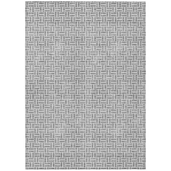 5' X 8' Gray And Silver Geometric Washable Indoor Outdoor Area Rug