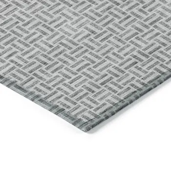 5' X 8' Gray And Silver Geometric Washable Indoor Outdoor Area Rug