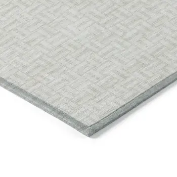 3' X 5' Ivory And Silver Geometric Washable Indoor Outdoor Area Rug