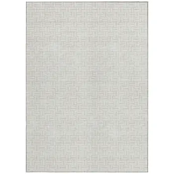 5' X 8' Ivory And Silver Geometric Washable Indoor Outdoor Area Rug