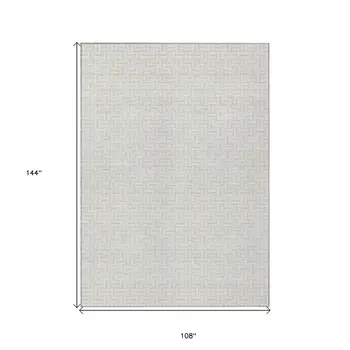 9' X 12' Ivory And Silver Geometric Washable Indoor Outdoor Area Rug