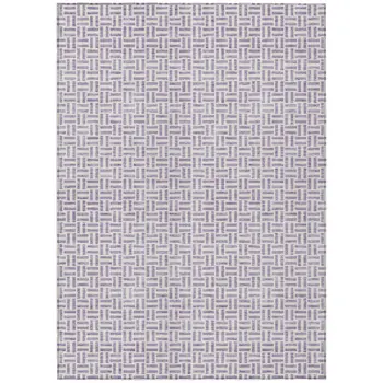 3' X 5' Lavender And Silver Geometric Washable Indoor Outdoor Area Rug
