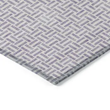 3' X 5' Lavender And Silver Geometric Washable Indoor Outdoor Area Rug