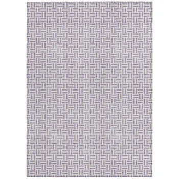 5' X 8' Lavender And Silver Geometric Washable Indoor Outdoor Area Rug