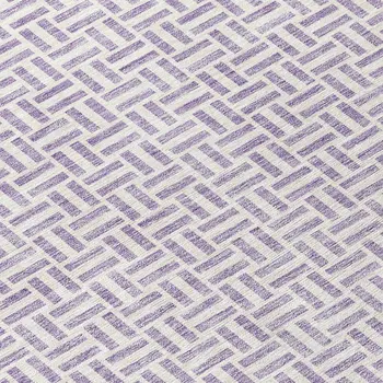 8' Lavender And Silver Round Geometric Washable Indoor Outdoor Area Rug