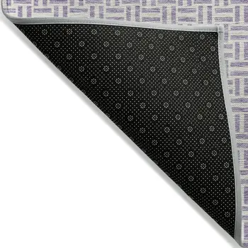 8' X 10' Lavender And Silver Geometric Washable Indoor Outdoor Area Rug