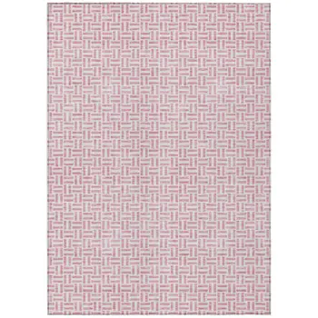 5' X 8' Pink And Silver Geometric Washable Indoor Outdoor Area Rug