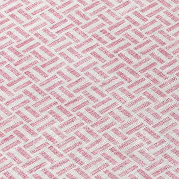 8' Pink And Silver Round Geometric Washable Indoor Outdoor Area Rug