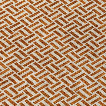 3' X 5' Copper And Beige Geometric Washable Indoor Outdoor Area Rug