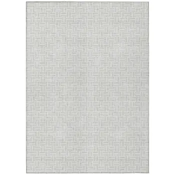 3' X 5' Silver And Gray Geometric Washable Indoor Outdoor Area Rug