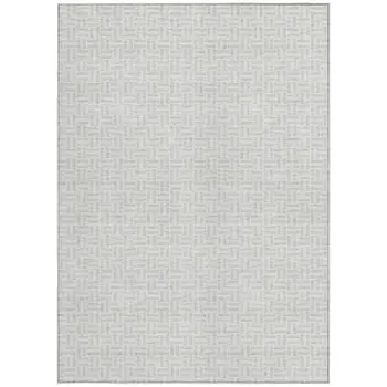 8' X 10' Silver And Gray Geometric Washable Indoor Outdoor Area Rug