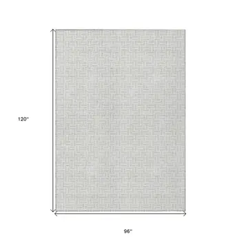 8' X 10' Silver And Gray Geometric Washable Indoor Outdoor Area Rug