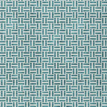 8' X 10' Teal Blue And Silver Geometric Washable Indoor Outdoor Area Rug