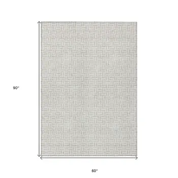 5' X 8' Taupe And Silver Geometric Washable Indoor Outdoor Area Rug