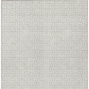 8' X 10' Taupe And Silver Geometric Washable Indoor Outdoor Area Rug