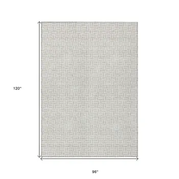 8' X 10' Taupe And Silver Geometric Washable Indoor Outdoor Area Rug