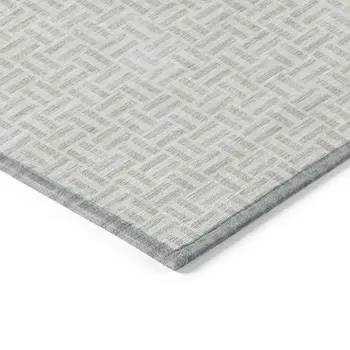 10' X 14' Taupe And Silver Geometric Washable Indoor Outdoor Area Rug