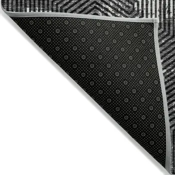 8' X 10' Black And Ivory Geometric Washable Indoor Outdoor Area Rug
