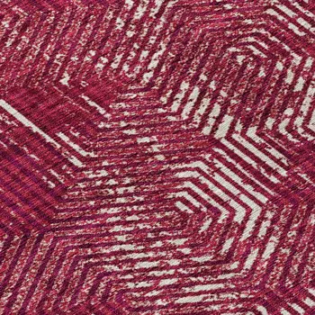 10' X 14' Burgundy And Ivory Geometric Washable Indoor Outdoor Area Rug