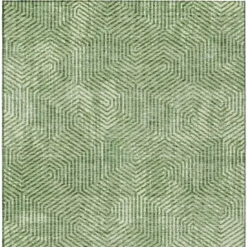 10' X 14' Green And Light Green Geometric Washable Indoor Outdoor Area Rug