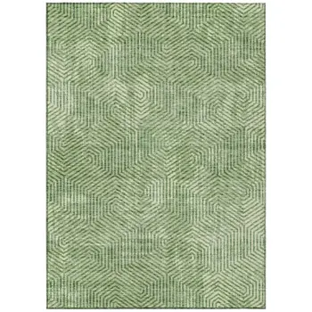 10' X 14' Green And Light Green Geometric Washable Indoor Outdoor Area Rug