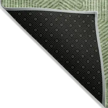10' X 14' Green And Light Green Geometric Washable Indoor Outdoor Area Rug