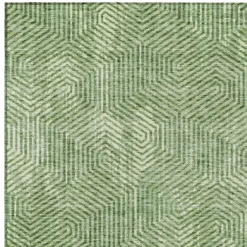 10' X 14' Green And Light Green Geometric Washable Indoor Outdoor Area Rug