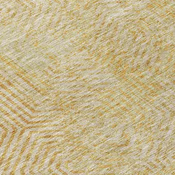 5' X 8' Gold And Beige Geometric Washable Indoor Outdoor Area Rug