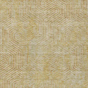 8' X 10' Gold And Beige Geometric Washable Indoor Outdoor Area Rug