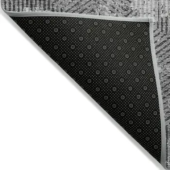 5' X 8' Gray And Charcoal Geometric Washable Indoor Outdoor Area Rug