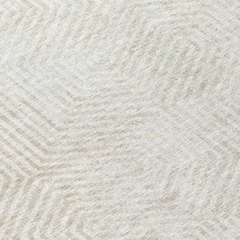 8' Ivory And Gray Round Geometric Washable Indoor Outdoor Area Rug
