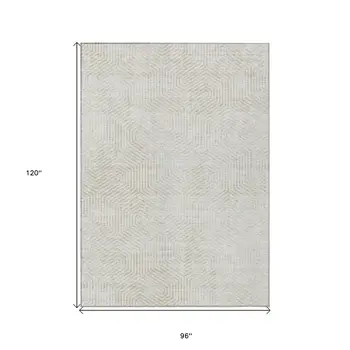 8' X 10' Ivory And Gray Geometric Washable Indoor Outdoor Area Rug
