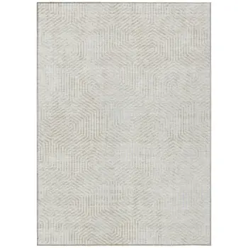 9' X 12' Ivory And Gray Geometric Washable Indoor Outdoor Area Rug