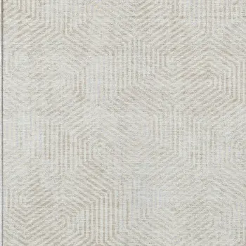 9' X 12' Ivory And Gray Geometric Washable Indoor Outdoor Area Rug