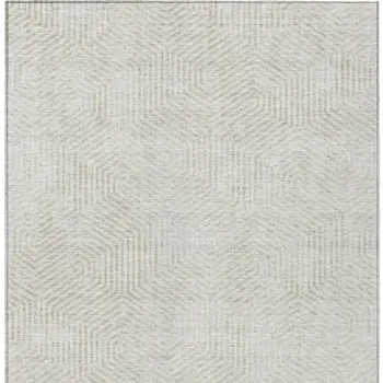 10' X 14' Ivory And Gray Geometric Washable Indoor Outdoor Area Rug