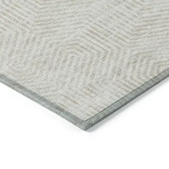 10' X 14' Ivory And Gray Geometric Washable Indoor Outdoor Area Rug