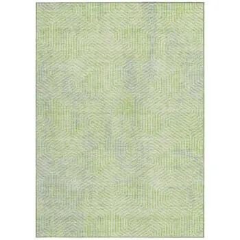 3' X 5' Lime Green Gray And Ivory Geometric Washable Indoor Outdoor Area Rug