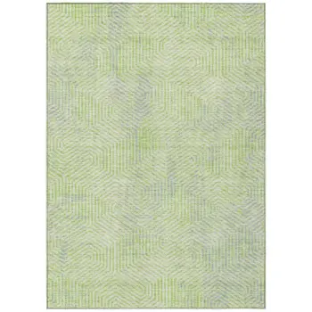 3' X 5' Lime Green Gray And Ivory Geometric Washable Indoor Outdoor Area Rug