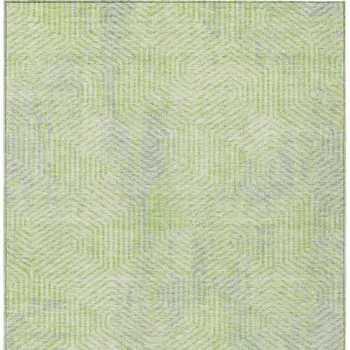 5' X 8' Lime Green Gray And Ivory Geometric Washable Indoor Outdoor Area Rug