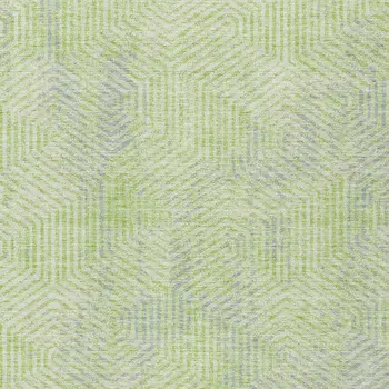 5' X 8' Lime Green Gray And Ivory Geometric Washable Indoor Outdoor Area Rug