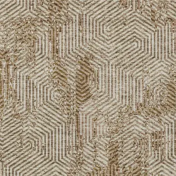 3' X 5' Brown And Beige Geometric Washable Indoor Outdoor Area Rug